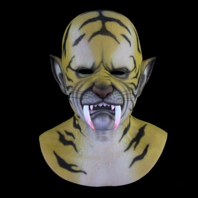 (ALIEN-4) crossdress cosplay realistic face silicone male full head animal leopard alien mask for Halloween fetish wear